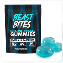 2-Pack Beast Bites Creatine Gummies Creapure Blue Raspberry
