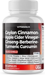 Ceylon Cinnamon, Apple Cider Vinegar, Turmeric – Gluco Health Support – 60ct