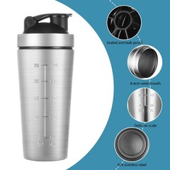 Stainless Steel Shaker Bottle with Wire Whisk 900ml, Leak Proof Metal Shaker