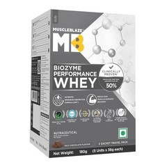 MuscleBlaze Biozyme Performance Whey Protein Powder Chocolate (5x36g) Protein h0