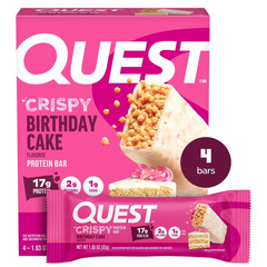 Quest Crispy Hero Protein Bar, Birthday Cake Flavor, Low Sugar, 4 Count..