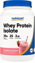Nutricost Whey Protein Isolate (Strawberry Milkshake) 2LBS, Non GMO, Gluten Free