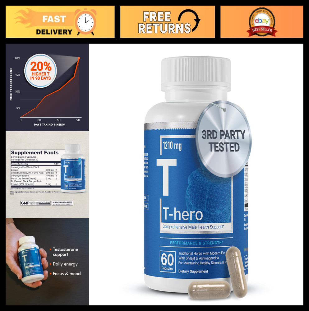 Daily Testosterone Support for Men – Boost Vitality & Drive – Ashwagandha, Shila