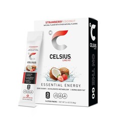 CELSIUS On The Go Energy Drink Mix, Strawberry Coconut (14 Stick Pack). New