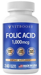 VITBOOST Folic Acid 1000 mcg (1667 DFE) – 240 240 Count (Pack of 1)