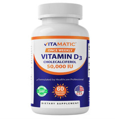 Vitamatic Vitamin D3 Once Weekly Dose 50 000 IU (Cholecalciferol) – 60 Veggie…