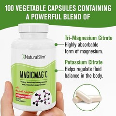 NaturalSlim Potassium Magnesium Supplement 100 Capsules 100 Count (Pack of 1)