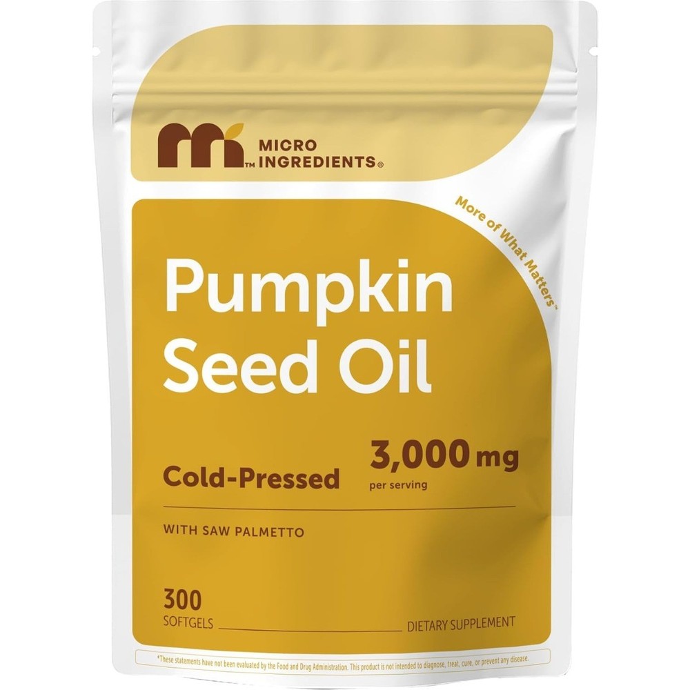 Micro Ingredients Cold Pressed Pumpkin Seed & Saw Palmetto-300 Softgels, 2-in-1