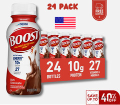BOOST Original, Nutritional Drink, Rich Chocolate, 10g Protein, Pack24 – 8 fl oz