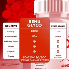 (3 Pack) Renu Glyco Advanced Blood Health Support Supplement RenuGlyco 180 Caps