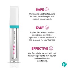 fLASH Eyelash Serum Mini for Long, Curled 0.03 Fl Oz (Pack of 1), Clear