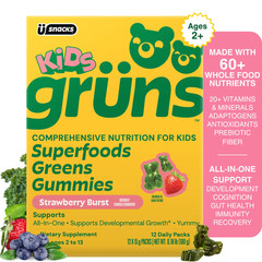 Grüns Kids Superfood Greens Gummies, Made with 60 Organic Ingredients, 20+ Vitam