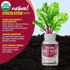 Toplux Organic Beet Root Powder Tablets – Natural Nitric Oxide Beets to Support