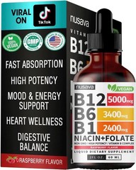 Nusava Vitamin B complex – B 12, B 6 & B 1 + Niacin & Folate – Double pack-