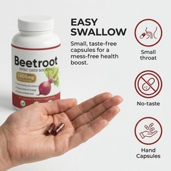 Beetroot – 1300mg, Lemeli Beet Root Supplement With Vitamin C 60 Capsules