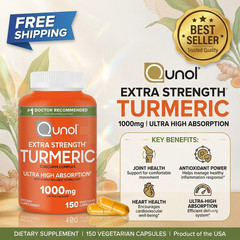 Qunol Turmeric Curcumin 1000mg Joint Support 150ct Extra Strength | Pack 1 2 3