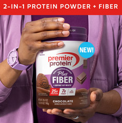 Premier Protein Powder Plus Fiber 25g Protein 7g Fiber Chocolate No Added Sug…