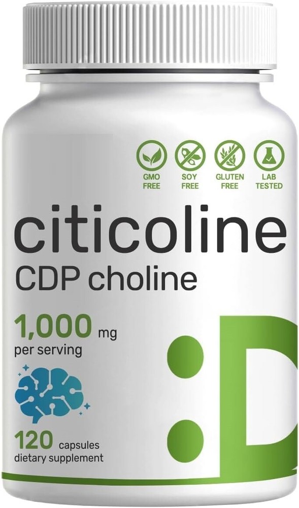 Citicoline CDP Choline 1000mg 120 Caps supports Brain Cognitive Function