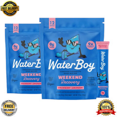 Waterboy Weekend Recovery Electrolyte Powder – 12 Stick Packs x 2 (Strawberry L)