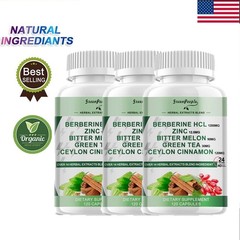 120*3pcs Berberine HCL Extract 1200mg, Healthy Cholesterol, Anti-inflammatory