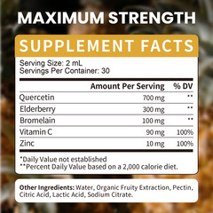 Quercetin with Bromelain Natural Immune Supplement Vegan & Sugar-Free 60ML