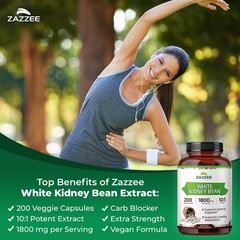 White Kidney Bean Extract 200 Veggie Caps Weight Management 1800 mg Per Serving