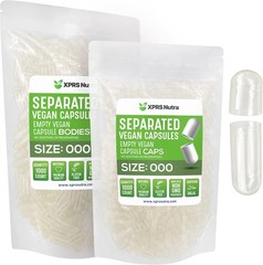 XPRS Nutra Vegan Size 000 Separated Capsules- 1000 Count Premium Empty Caps Se