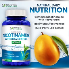 Nicotinamide with Resveratrol 600mg Vitamin B3 – 120 Veggie Caps Free SHIPPING