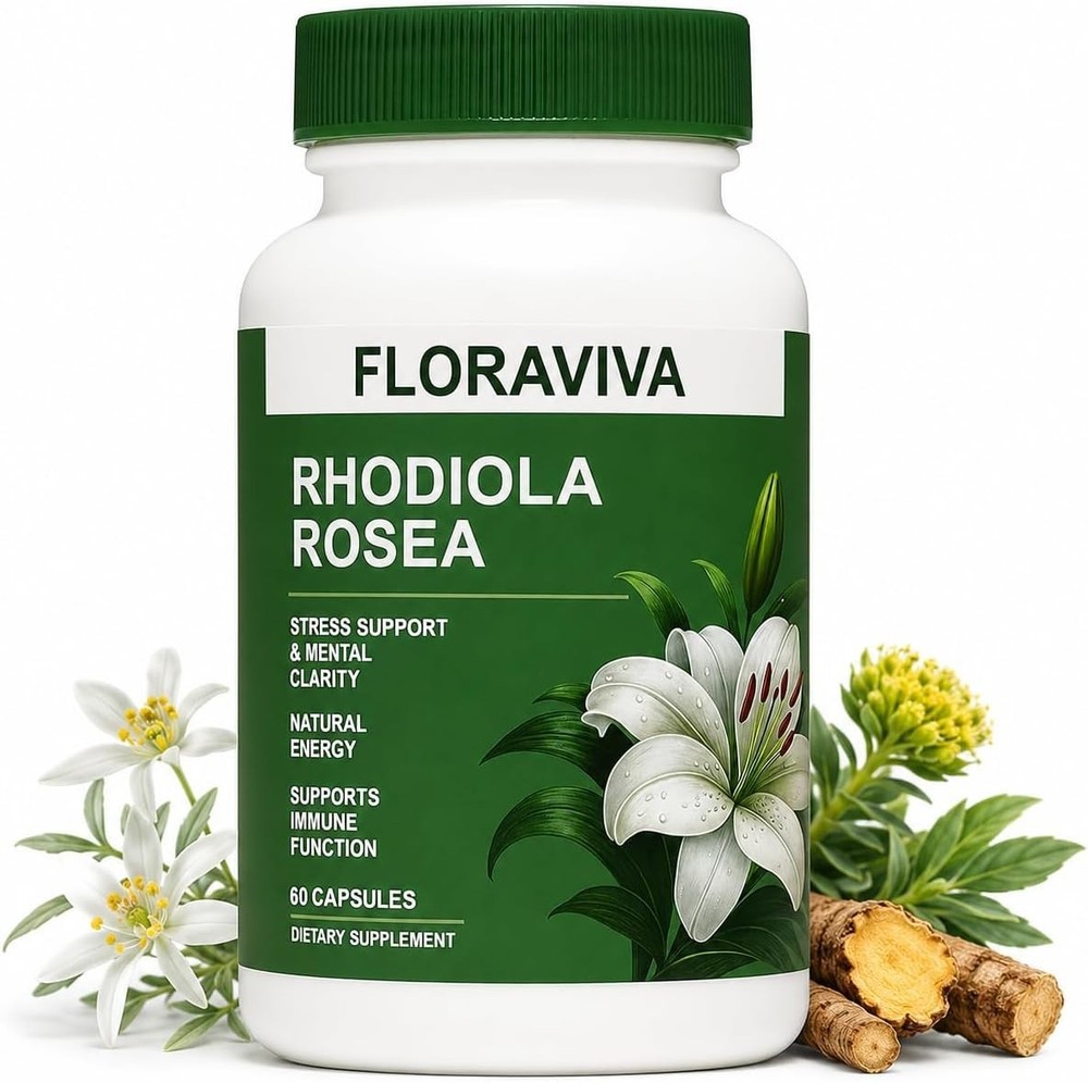 Floraviva Rhodiola Adaptogenic Supplement Stress Relief Energy Focus Non-GMO