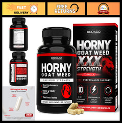 Maximum Strength Horny Goat Weed 1590mg – Maca, Ginseng, L-Arginine, Tribulus –