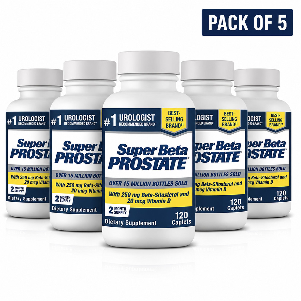 5 Pack Men’s Health SUPER BETA PROSTATE Support Supplement – Caplets 120 ct