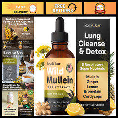 All-Natural Mullein Drops with Ginger & Lemon – Lung Cleanse, Detox, Respiratory