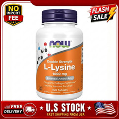 NOW Foods L-Lysine 1000mg 100 Tablets Double Strength Essential Amino Acid Vegan