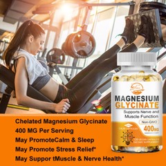 Glicinato De Magnesio De Maxima Potencia 400 Mg, 120 Capsulas FREE SHIPPING