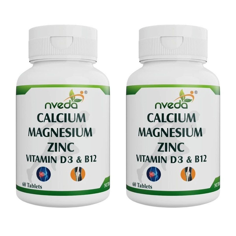 2 X Nveda Calcium Supplement 1,000 mg with Vitamin D & Magnesium & Zinc 60 Tabs