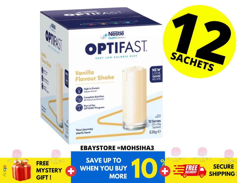 OPTIFAST VLCD Vanilla Shake Flavor Low Calorie Meal Replacement 12 sachet 1 Box