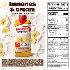 Premier Protein Shake, Bananas & Cream, 30g Protein, 11 fl oz, 12 Ct