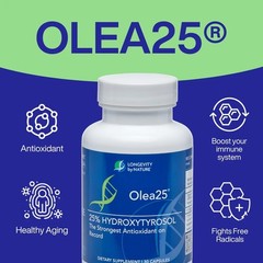Longevity Olea25 – 25% Hydroxytyrosol Organic Olive Leaf Supplement 90 Capsules