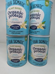 Four Sigmatic Plant Based Organic Protein Powder 07/2026 Sweet Vanilla (4 Cans)