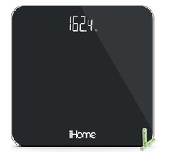 iHome Digital Battery Powered Bathroom Scale 397 lbs FSA and HSA Eligible, Black