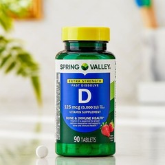 Spring Valley Vitamin D3 5000 IU Fast Dissolve Tablets Strawberry 90 Count
