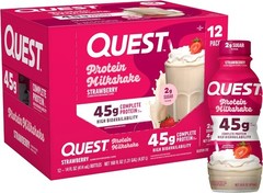 Quest Nutrition Strawberry Protein Shake, 45g Protein, 2g Sugar, 4g Net 12 Count