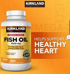 Kirkland Signature Fish Oil 1000 mg., 400 Counts X 300mg Omega-3 EXP 08/2028