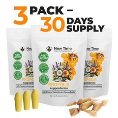 Propolis Suppositories for Men, Women, Organic Relief, 3 pack – 30 days supply