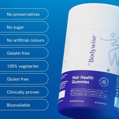 Be Body.wise Biotin Hair Gummies 60 Strawberry Gummies
