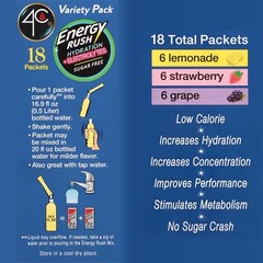 Energy Rush PSD with Electrolytes 18ct Variety Pack Stix (Lemonade/Strawberry…