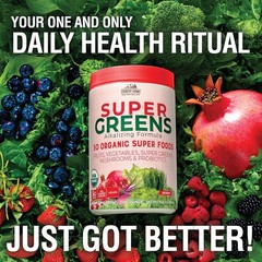 Healthy Berry Flavor Super Greens Drink Mix: 50 Organic Foods for Daily Wellness