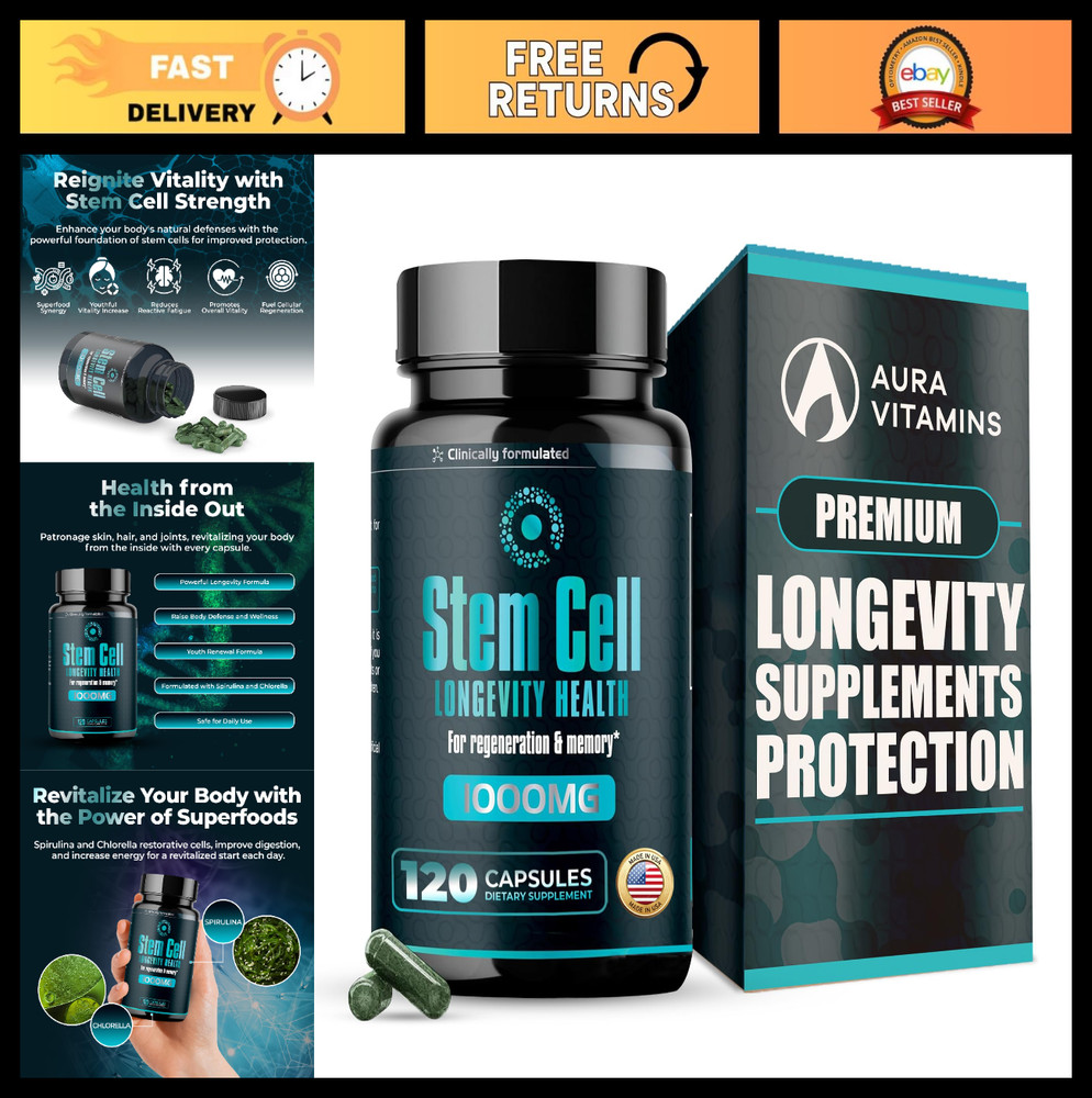 Premium Stem Cell Supplements 1000mg – Boost Immunity, Joint Support, Anti-Aging