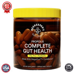 Beekeeper’s Naturals Complete Gut Health, 3-in-1 Prebiotic, Postbiotic – 60ct