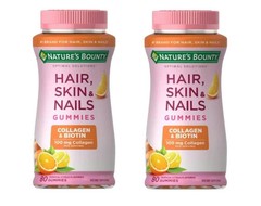 2 Pack Nature’s Bounty Hair Skin & Nails Gummies 80 Ct | Biotin + Collagen 08/26